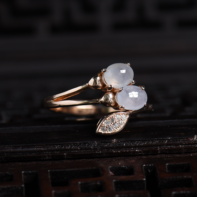 缅甸A货天然银镶糯冰种翡翠戒指 - 红掌柜