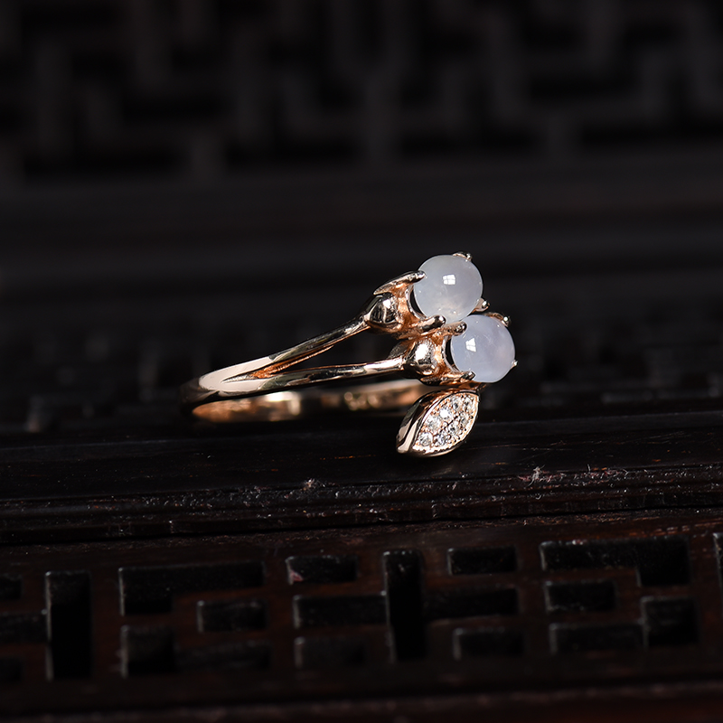 A货天然银镶糯冰种翡翠戒指 - 红掌柜