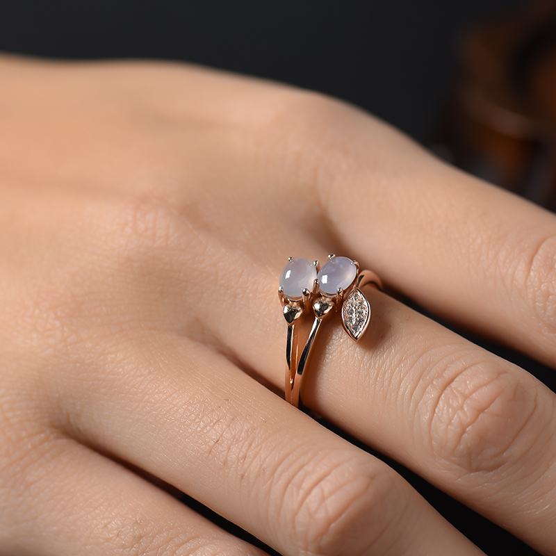 缅甸A货糯冰种翡翠戒指 - 红掌柜