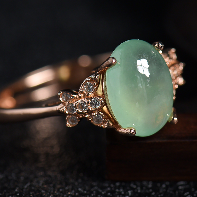 糯冰种翡翠戒指 - 红掌柜