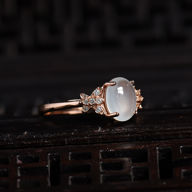 A货天然银镶冰种翡翠戒指 - 红掌柜