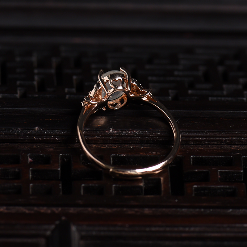 银镶冰种翡翠戒指 - 红掌柜