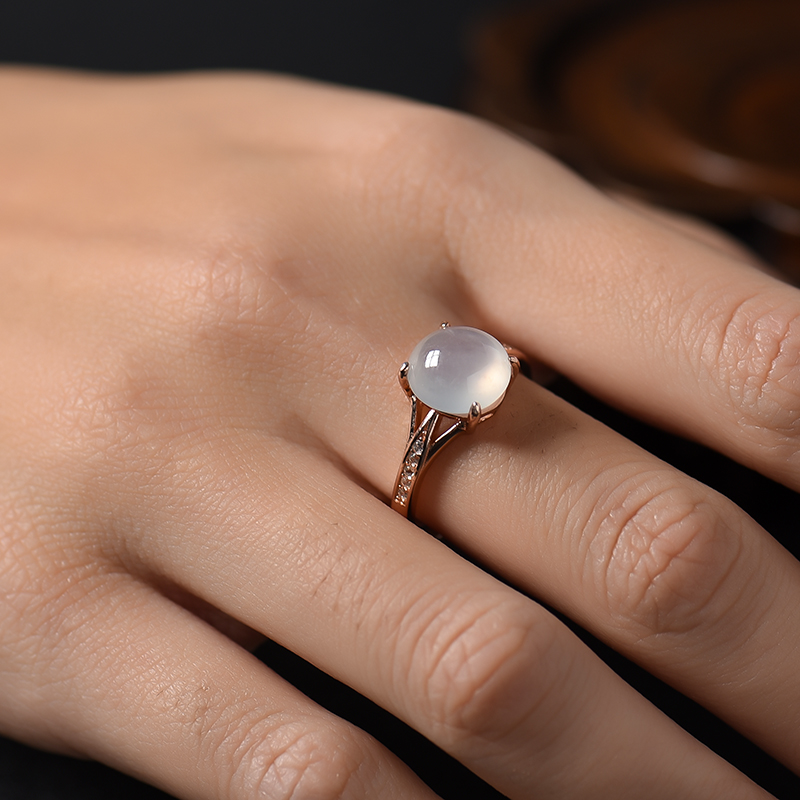 缅甸A货糯冰种翡翠戒指 - 红掌柜