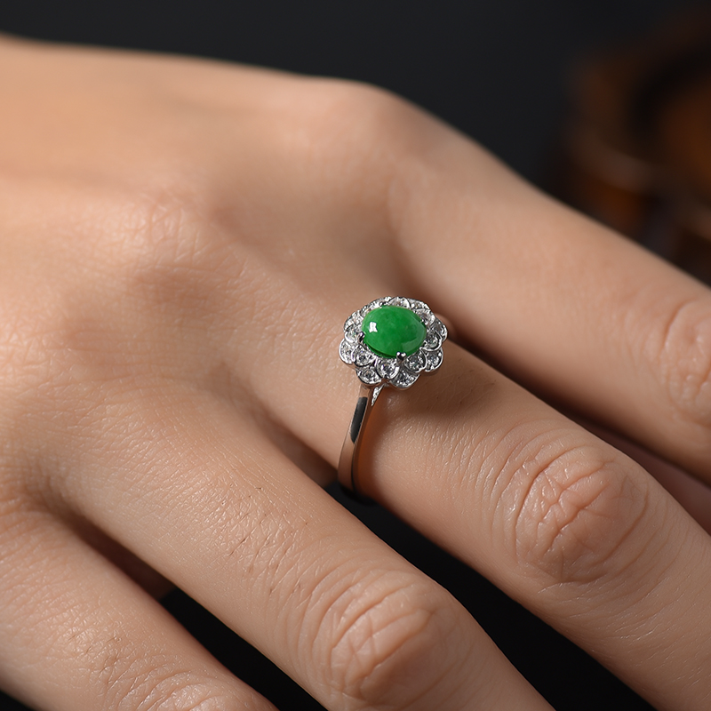 缅甸A货翡翠戒指 - 红掌柜