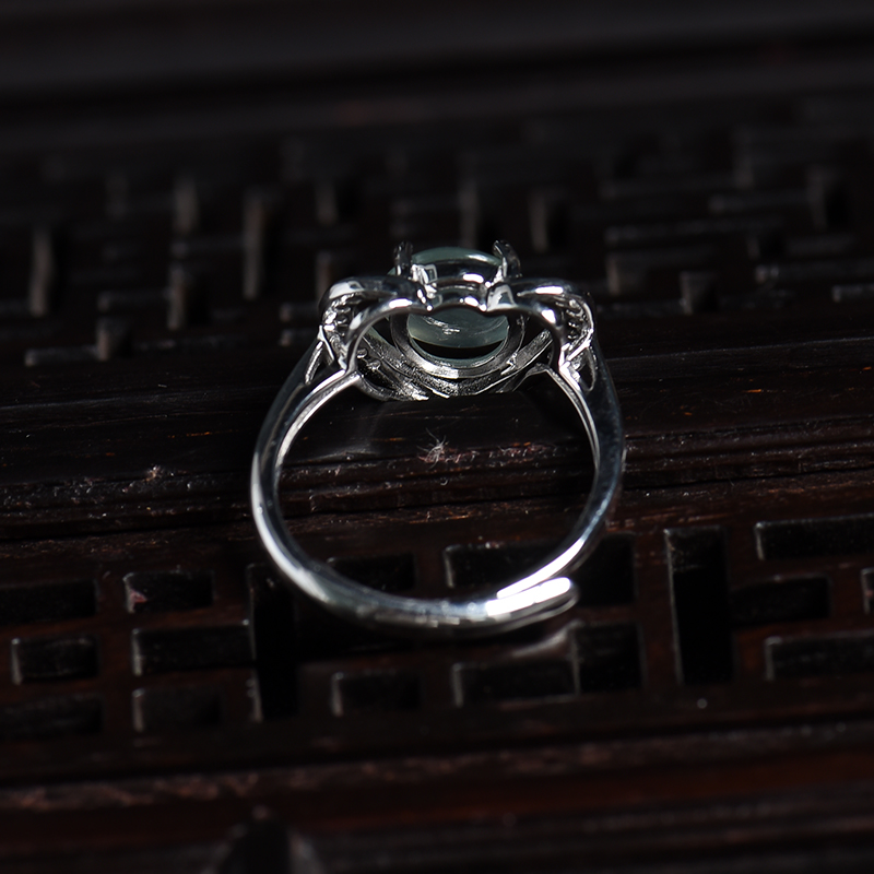 银镶冰种翡翠戒指 - 红掌柜