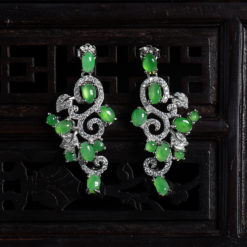 冰种阳绿翡翠套装 - 红掌柜