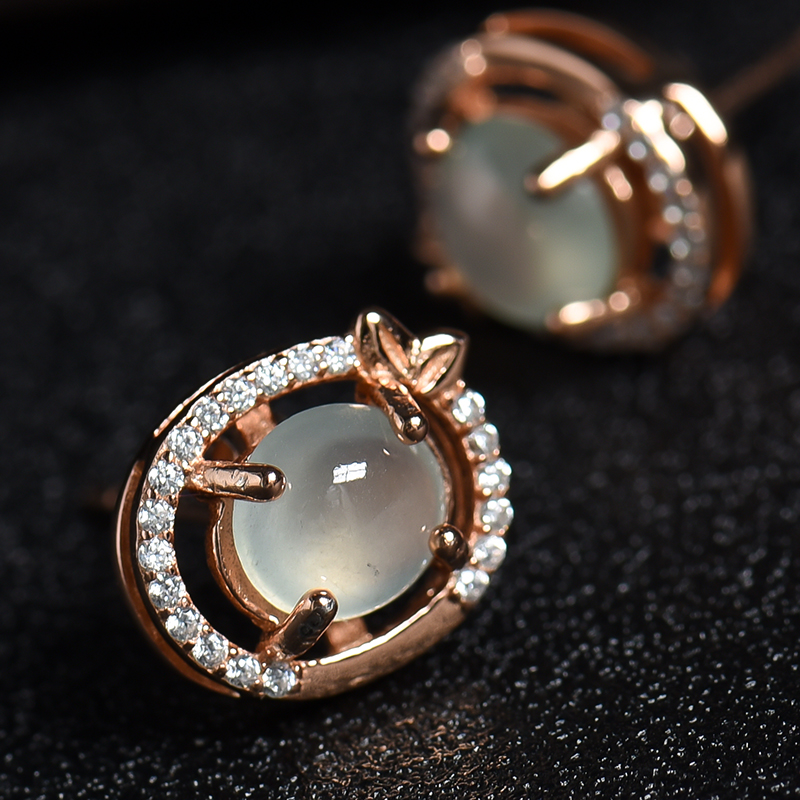 天然冰种晴水翡翠耳钉-红掌柜