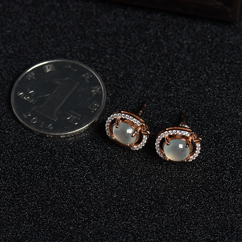 天然翡翠耳钉-红掌柜