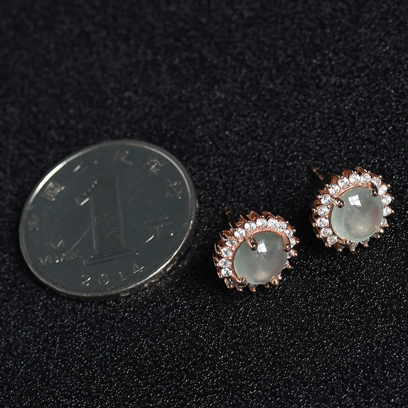 天然翡翠耳钉-红掌柜