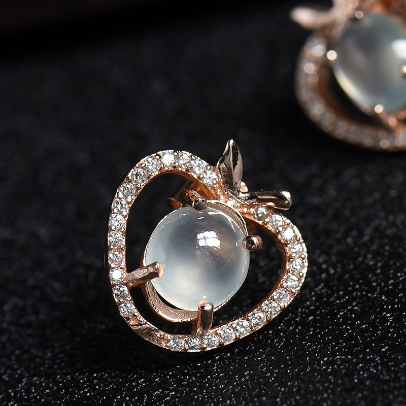 冰种晴水翡翠耳钉-红掌柜