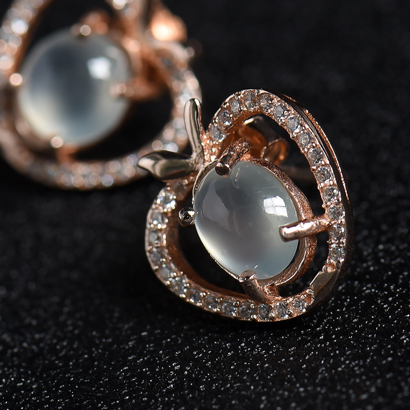 冰种翡翠耳钉-红掌柜