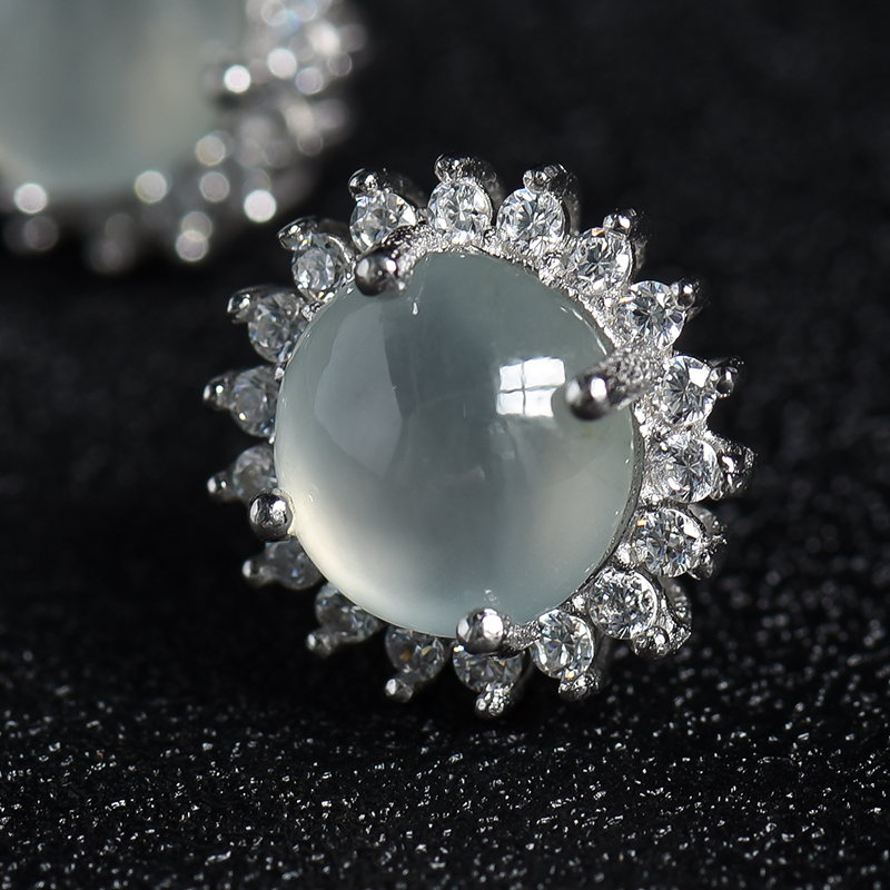 晴水翡翠耳钉-红掌柜