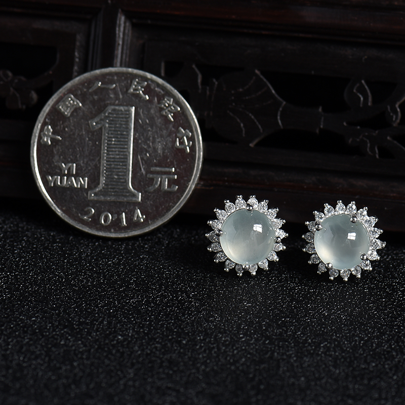 冰种翡翠耳钉-红掌柜