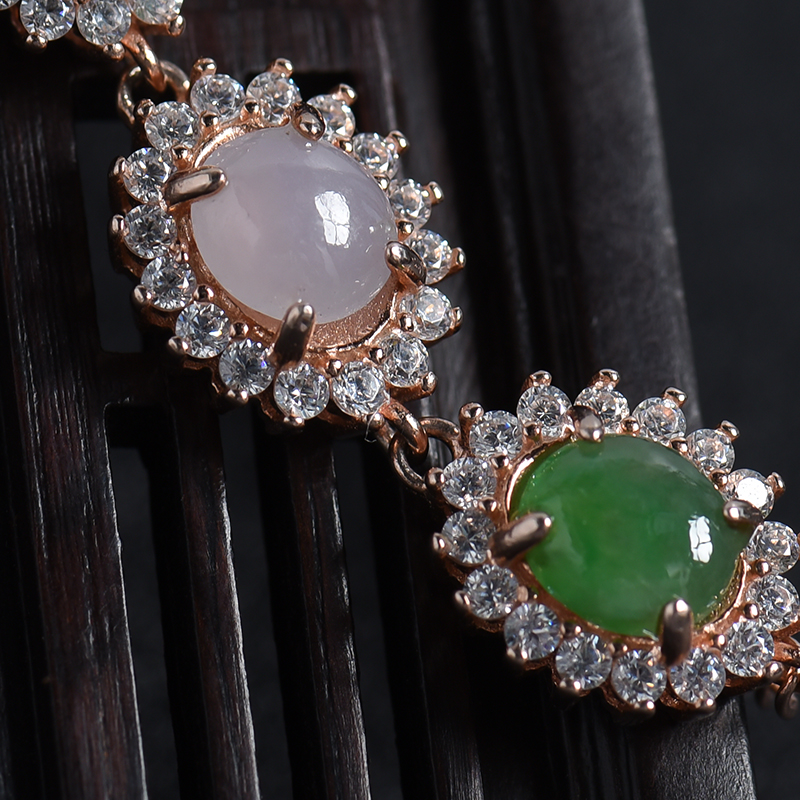 缅甸天然银镶冰糯种翡翠手链-红掌柜