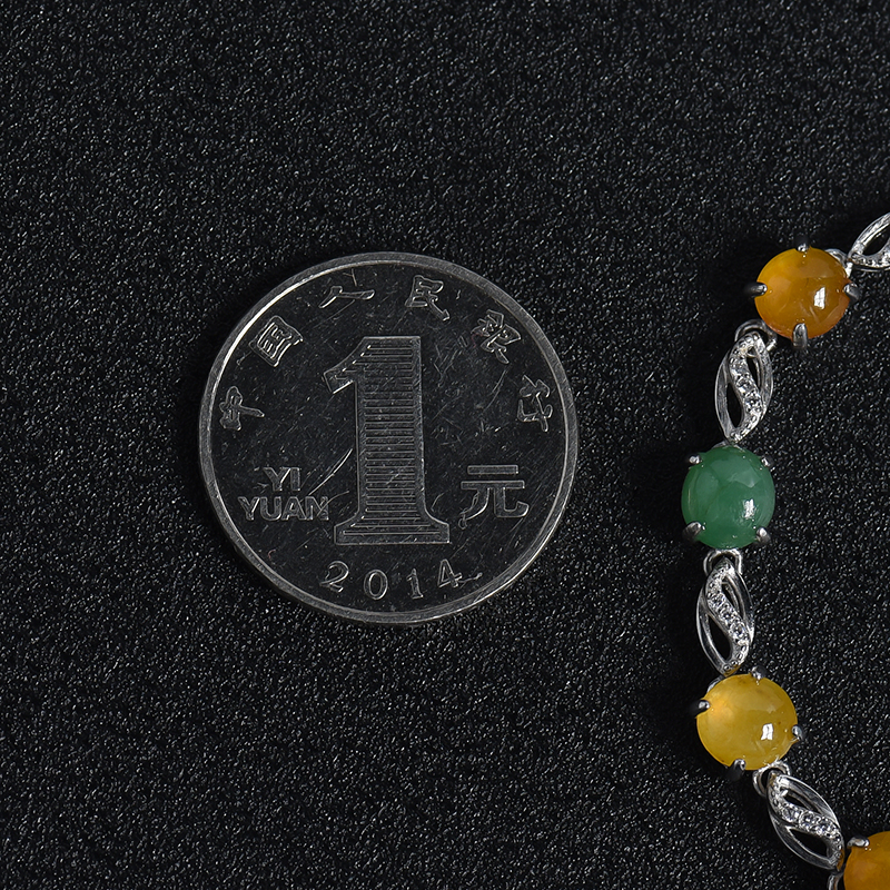 银镶冰糯种双色翡翠手链-红掌柜