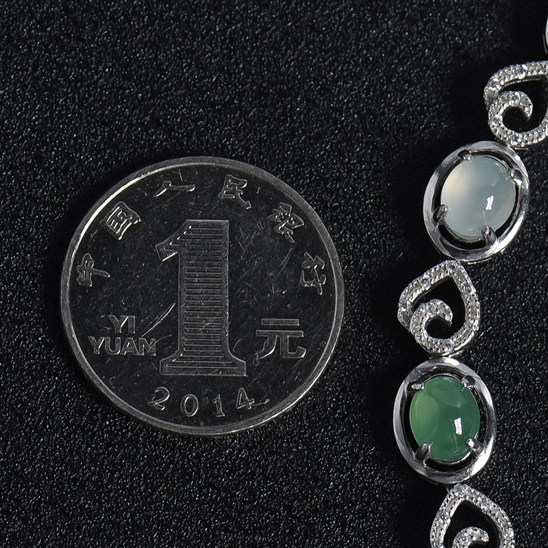 银镶冰糯种双色翡翠手链-红掌柜