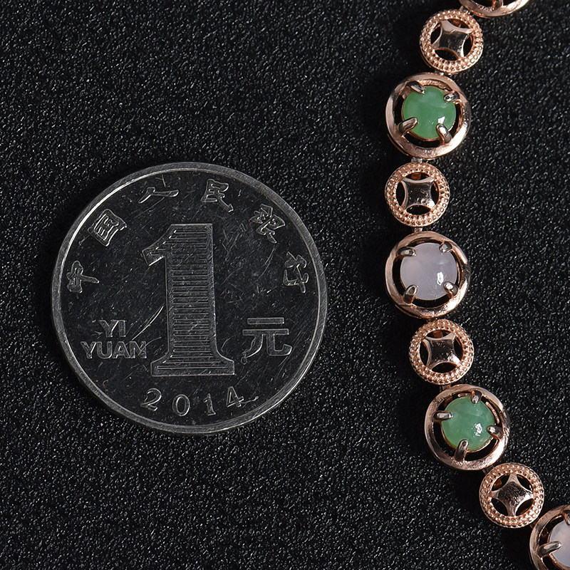 银镶冰糯种双色翡翠手链-红掌柜