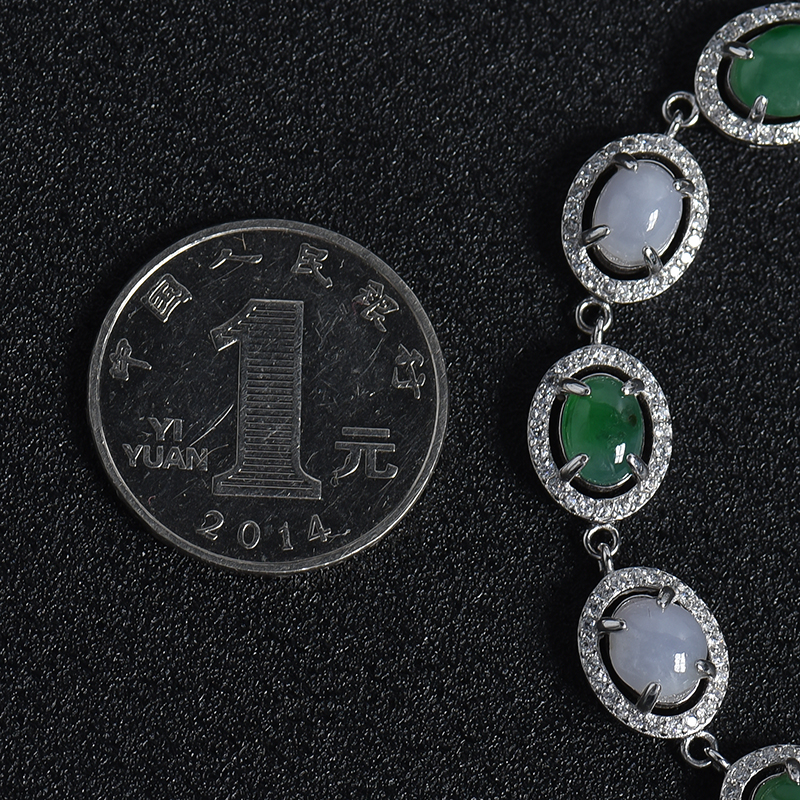 银镶冰糯种双色翡翠手链-红掌柜