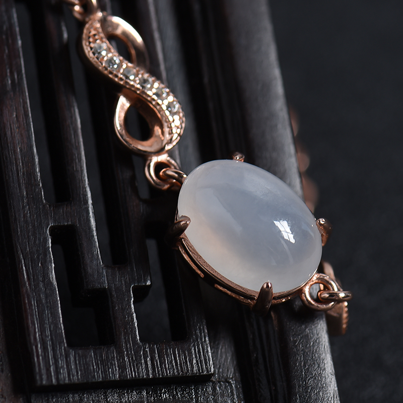 银镶冰糯种翡翠手链-红掌柜