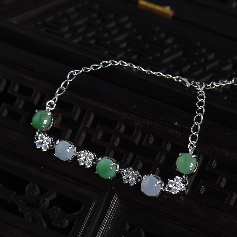 天然糯种双色翡翠手链-红掌柜