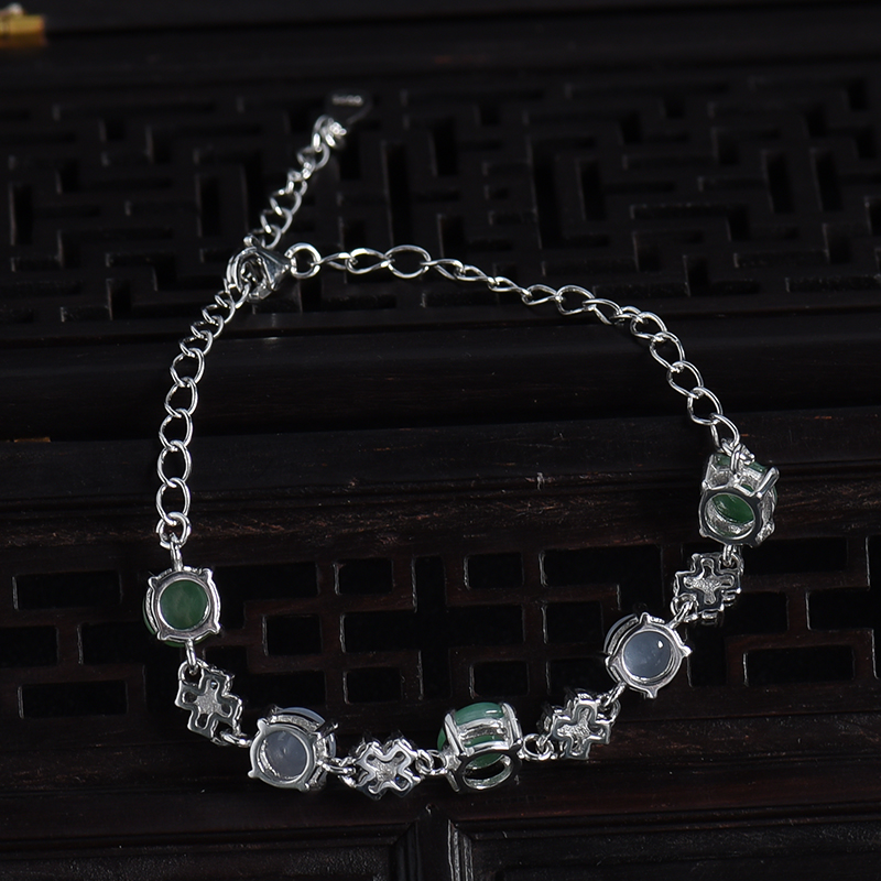 缅甸天然双色翡翠手链-红掌柜