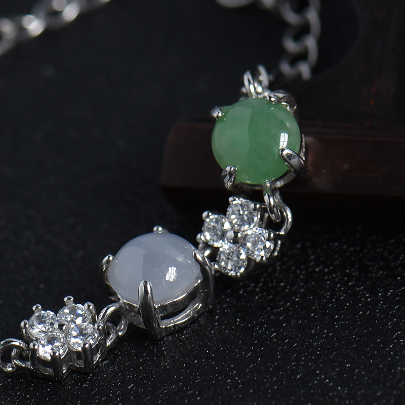 缅甸天然糯种翡翠手链-红掌柜