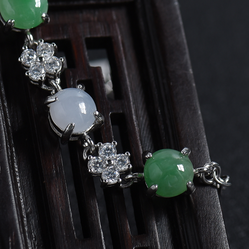 糯种双色翡翠手链-红掌柜