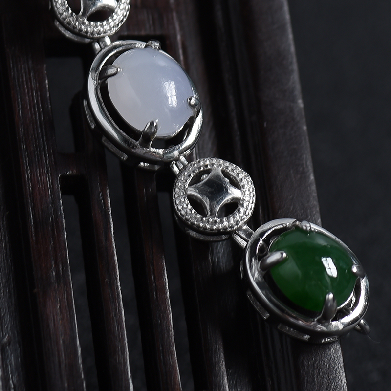 银镶糯种翡翠手链-红掌柜