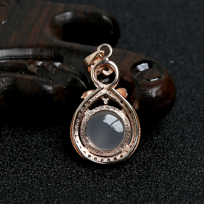 银镶糯种翡翠吊坠 - 红掌柜