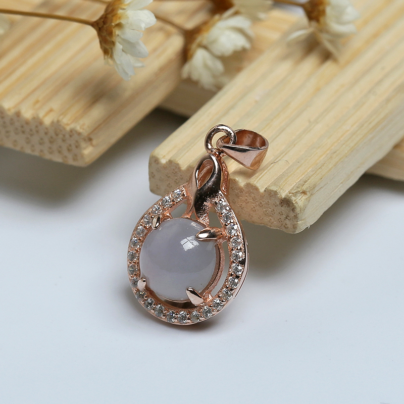 A货天然银镶糯种紫罗兰翡翠吊坠 - 红掌柜