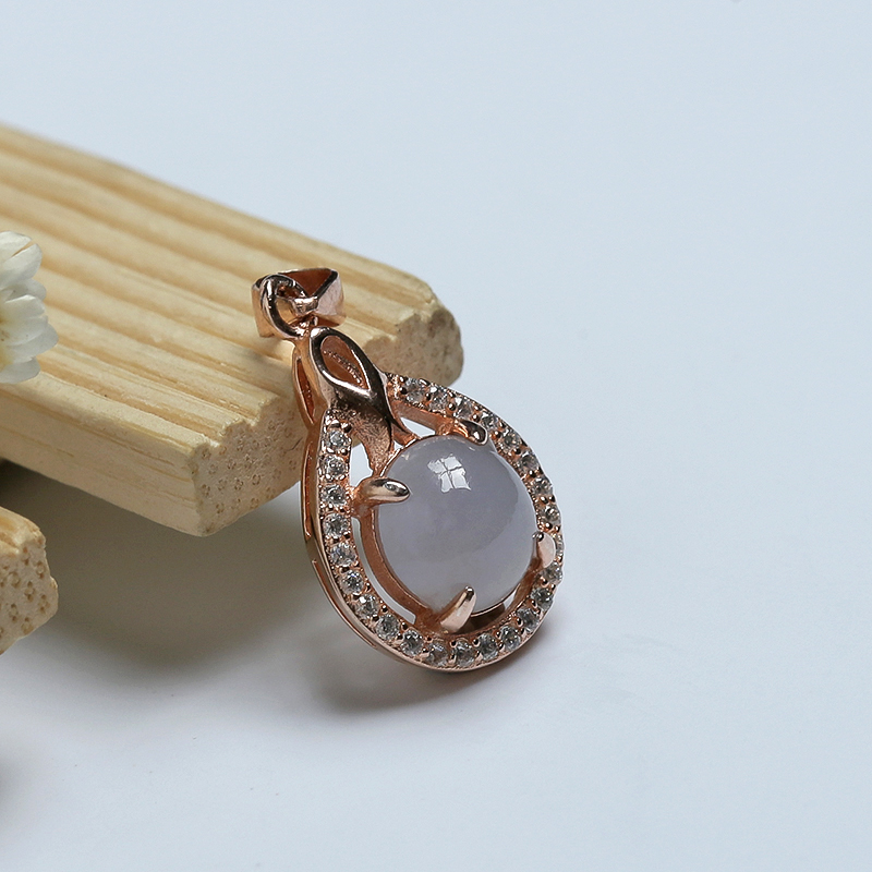 银镶糯种紫罗兰翡翠吊坠 - 红掌柜