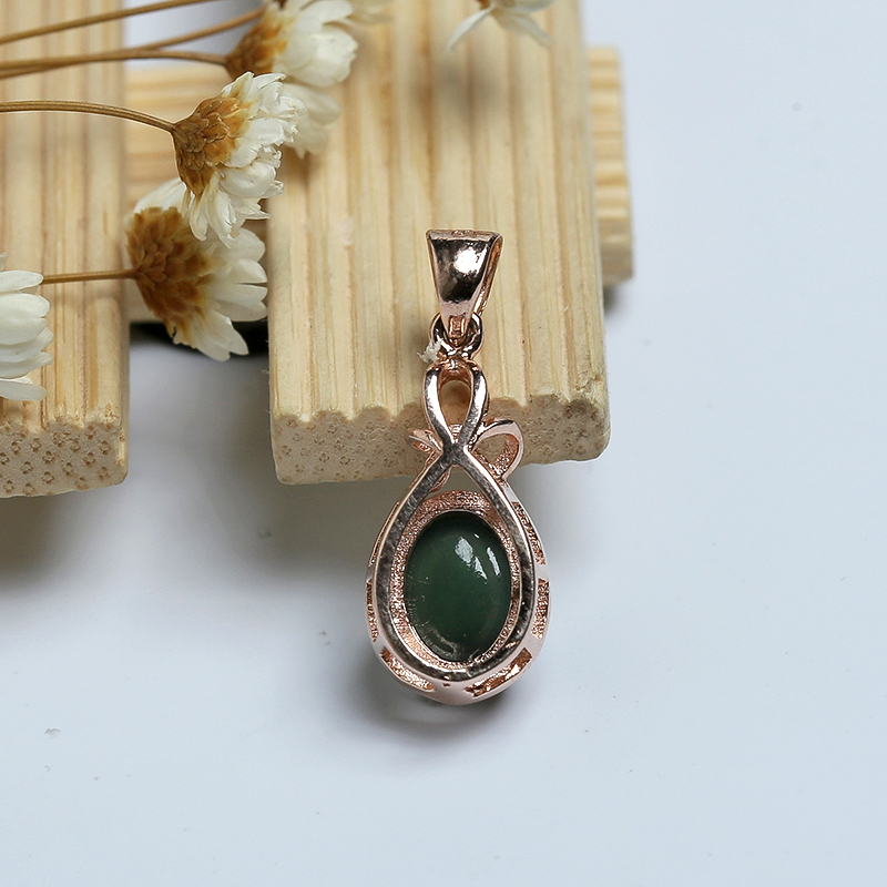 银镶糯冰种浅青翡翠吊坠 - 红掌柜