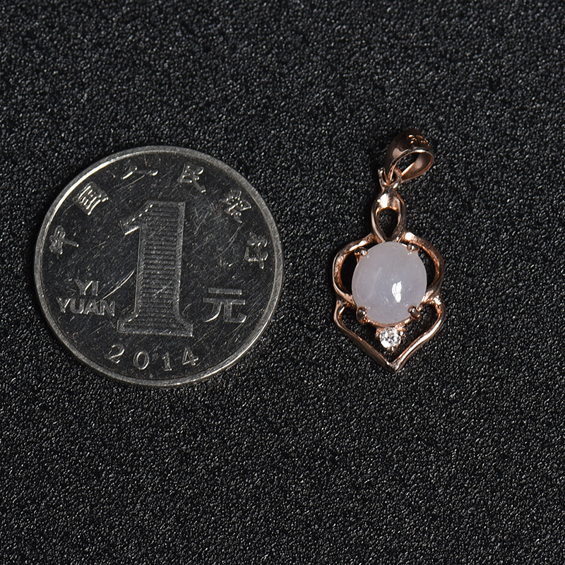 缅甸A货糯种浅紫翡翠吊坠 - 红掌柜