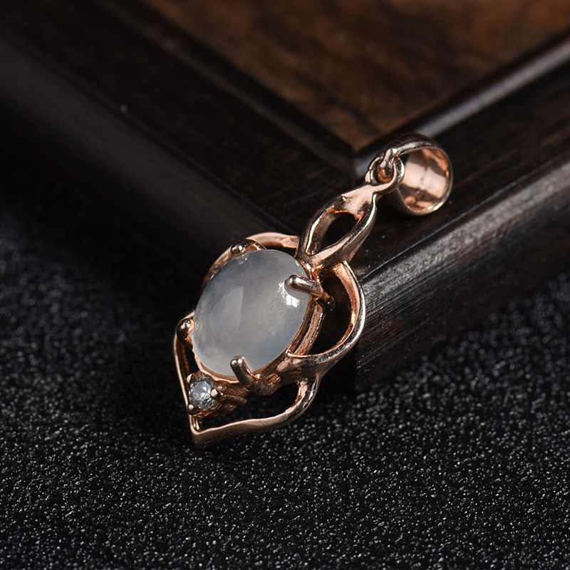 银镶冰种翡翠吊坠 - 红掌柜