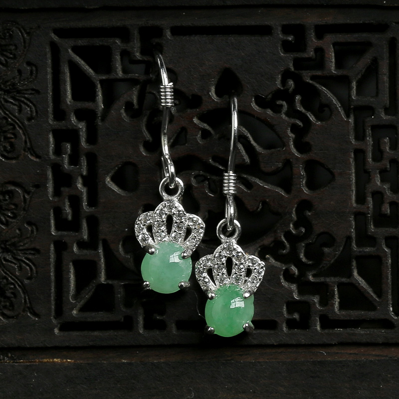 冰种翡翠耳坠-红掌柜