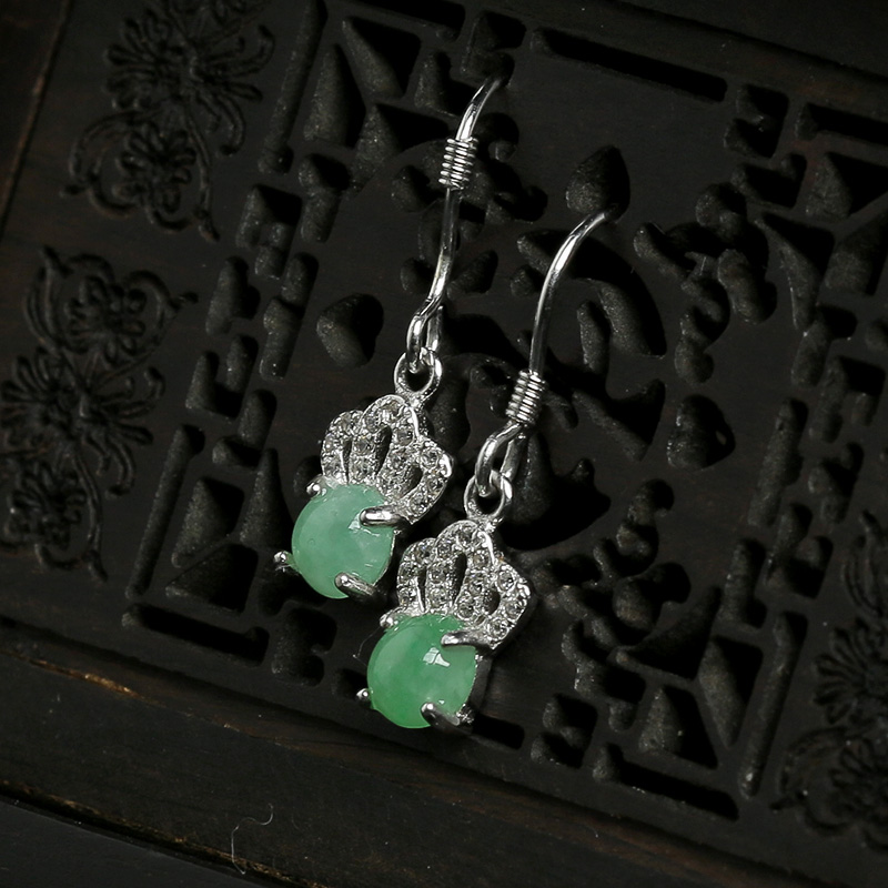 银镶翡翠耳坠-红掌柜