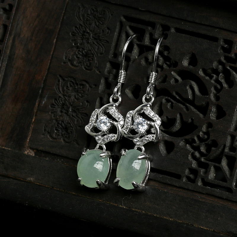 冰种翡翠耳坠-红掌柜