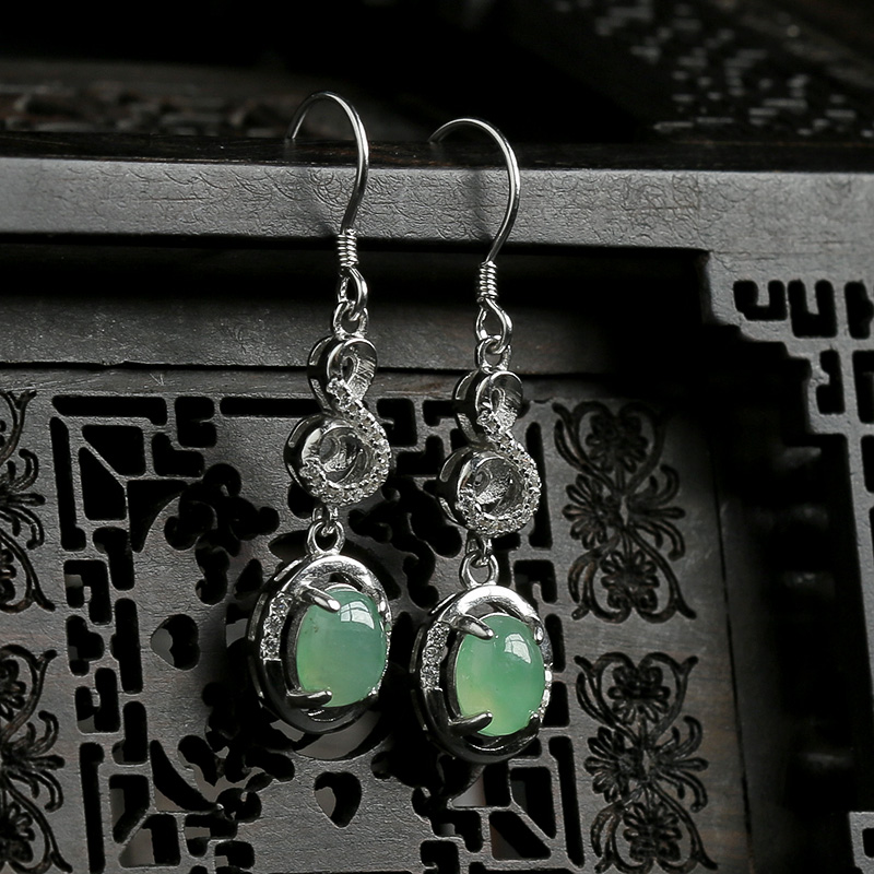 冰种翡翠耳坠-红掌柜