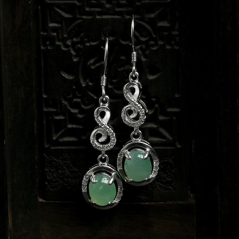 天然翡翠耳坠-红掌柜