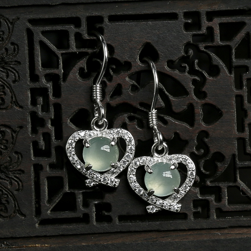 冰种翡翠耳坠-红掌柜