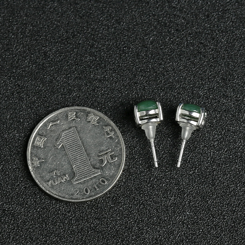 冰种翡翠耳钉-红掌柜