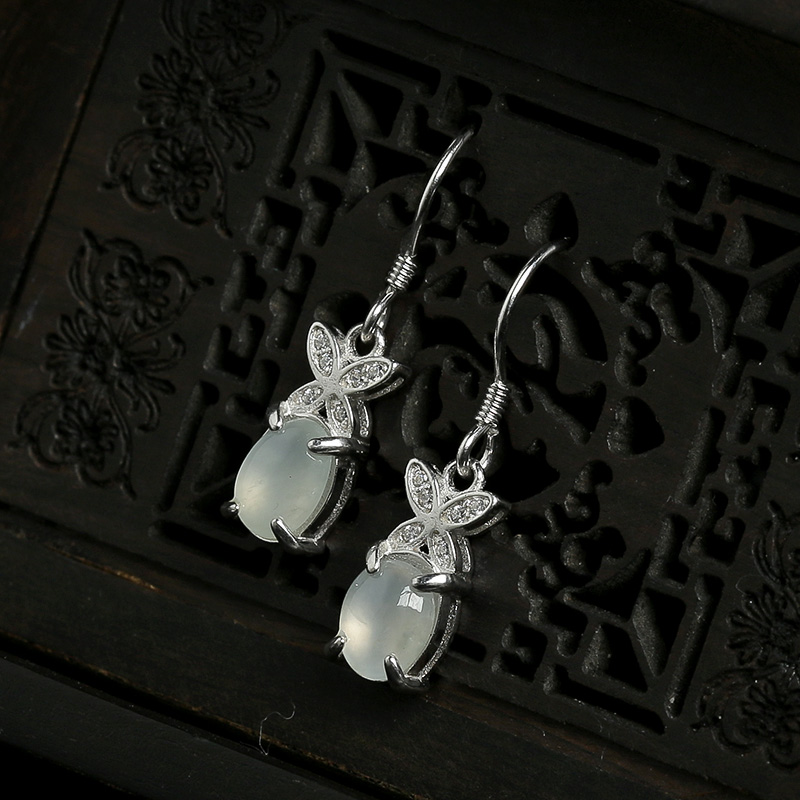 缅甸天然冰种翡翠耳坠-红掌柜