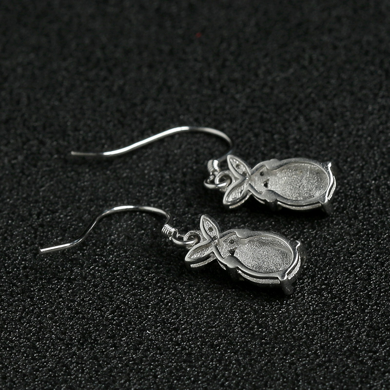 缅甸天然银镶翡翠耳坠-红掌柜