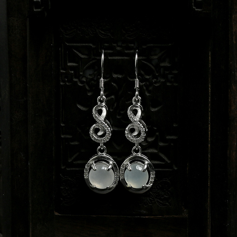 缅甸天然冰种翡翠耳坠-红掌柜