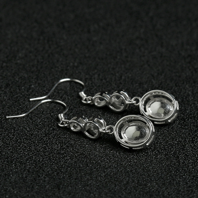 缅甸天然银镶翡翠耳坠-红掌柜