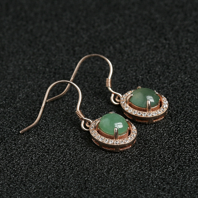 银镶冰种翡翠耳坠-红掌柜