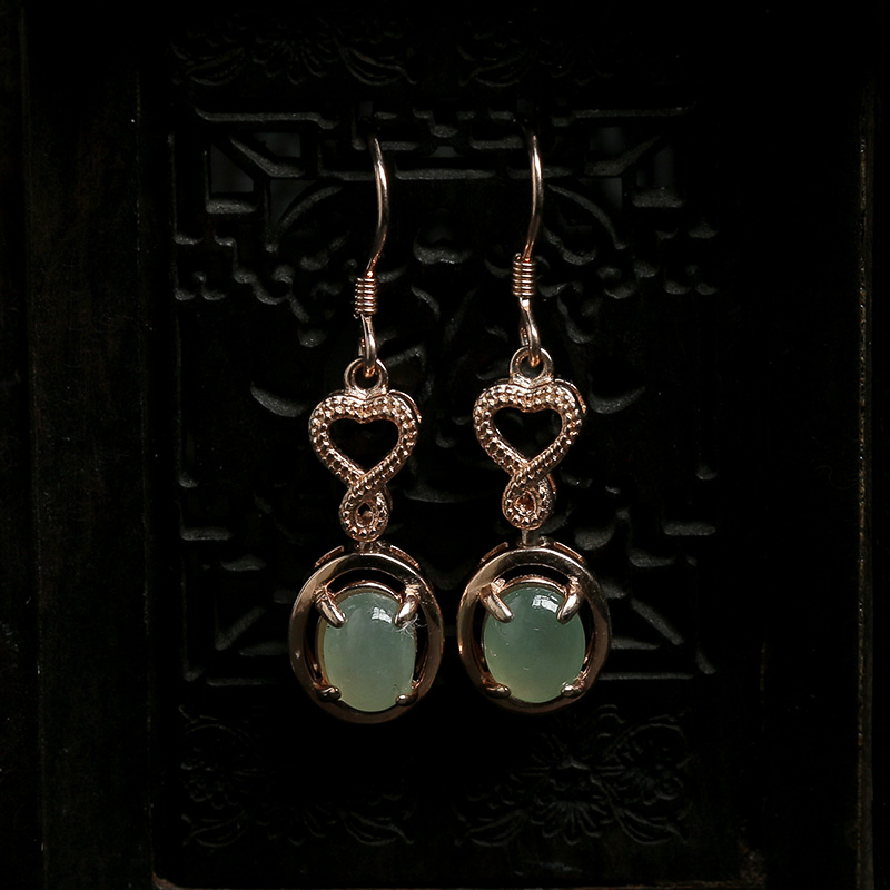 缅甸天然冰种翡翠耳坠-红掌柜