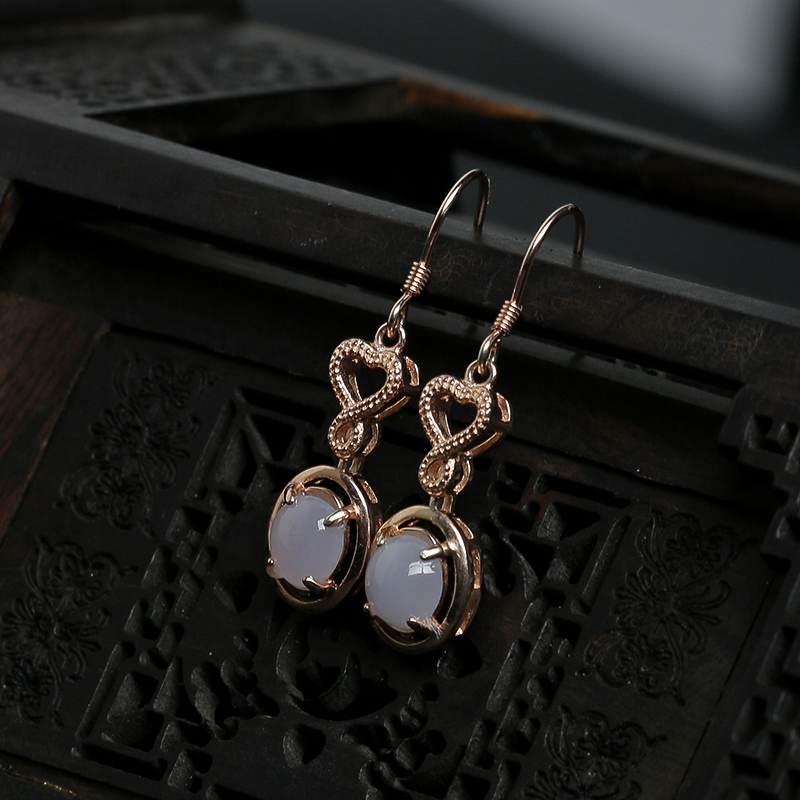 淡紫色翡翠耳坠-红掌柜