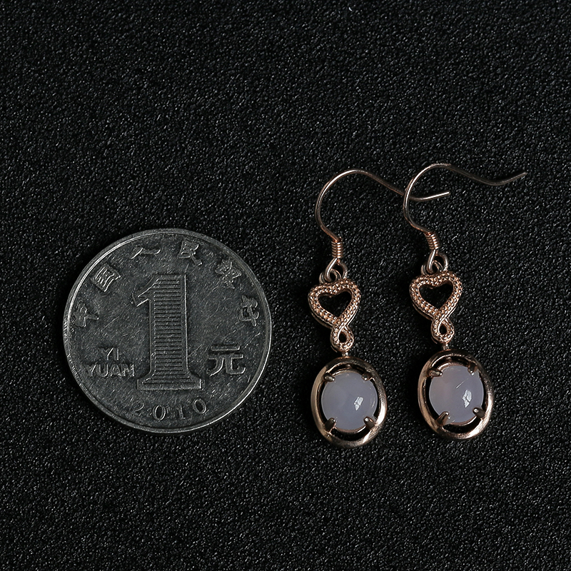 天然淡紫色翡翠耳坠-红掌柜