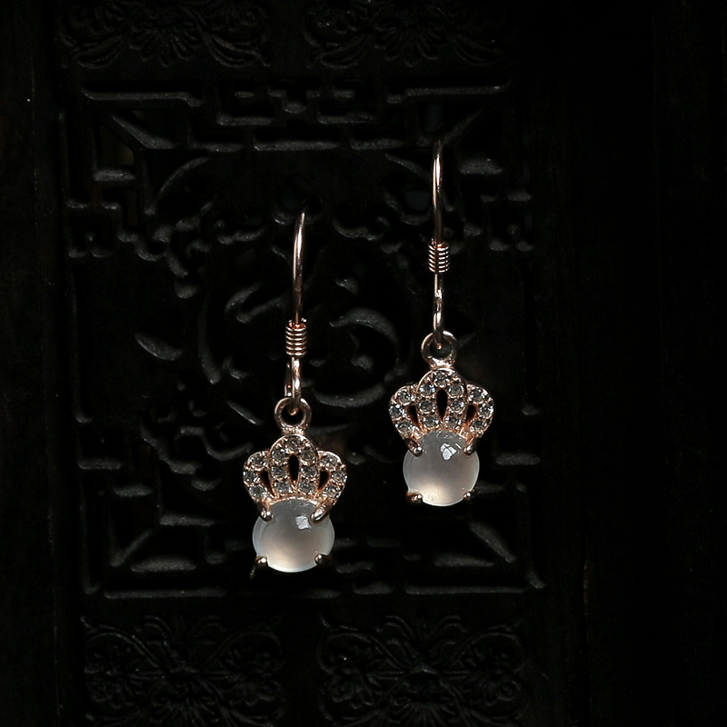 银镶冰种晴水翡翠耳坠-红掌柜
